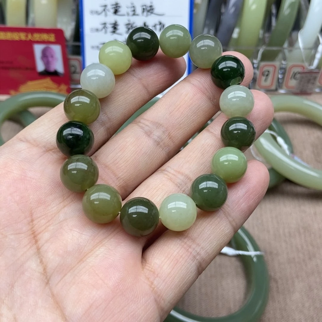 和田玉手串未镶嵌卡12