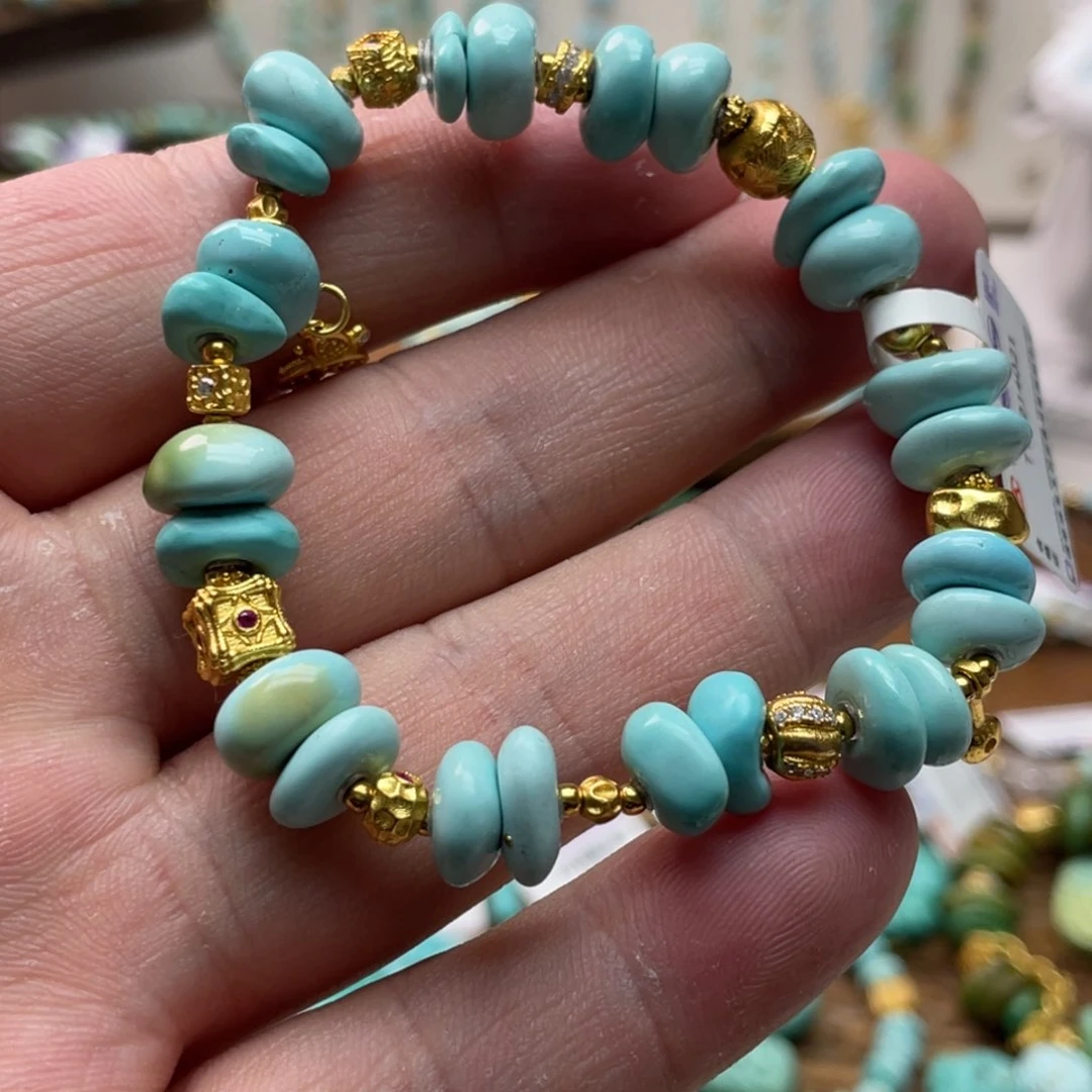 绿松石手串银S925镶嵌