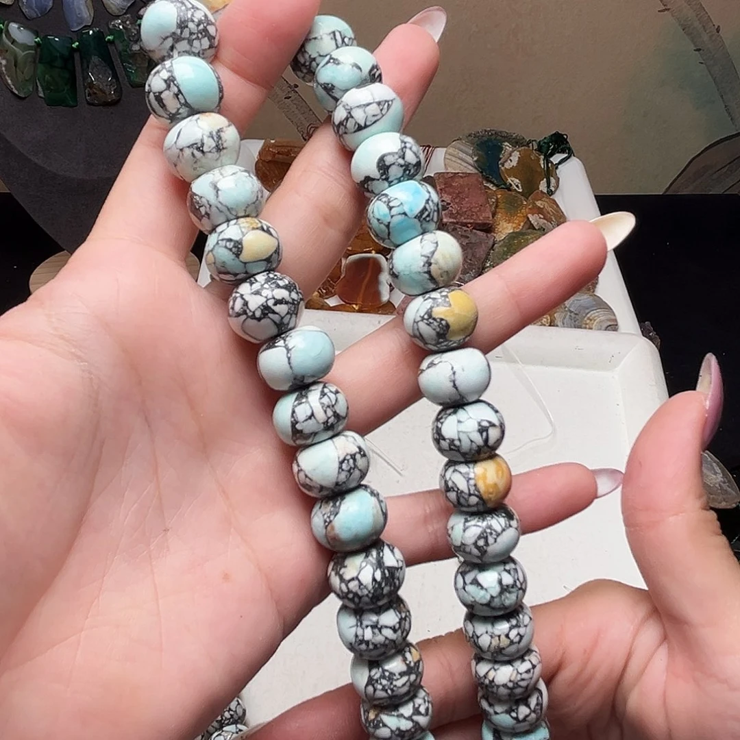 玛瑙/玉髓合金珠宝半成品j640 10m 白松一条