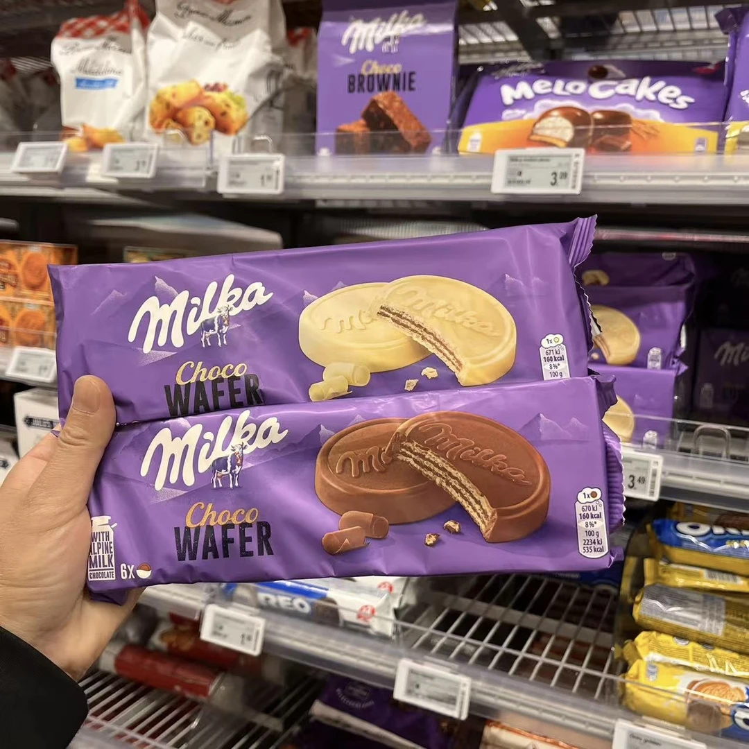 进口德国MILKA妙卡奶油巧克力夹心威化饼干6块装180g曲奇蛋糕饼干