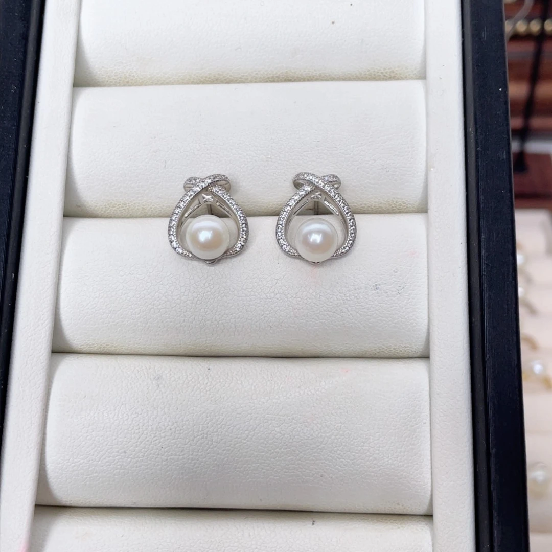 银S925镶嵌耳饰海水珍珠