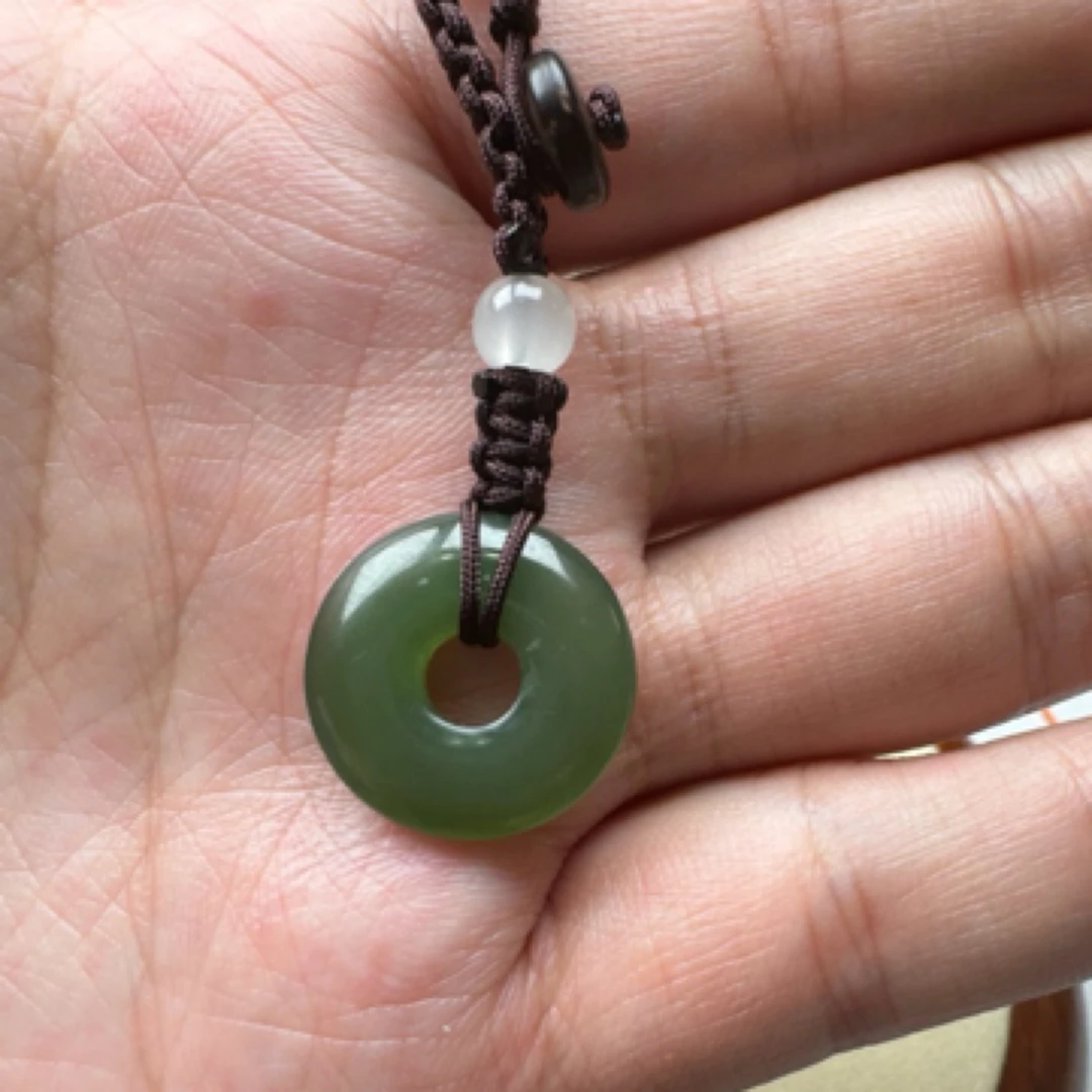 天然和田玉碧玉平安扣吊坠