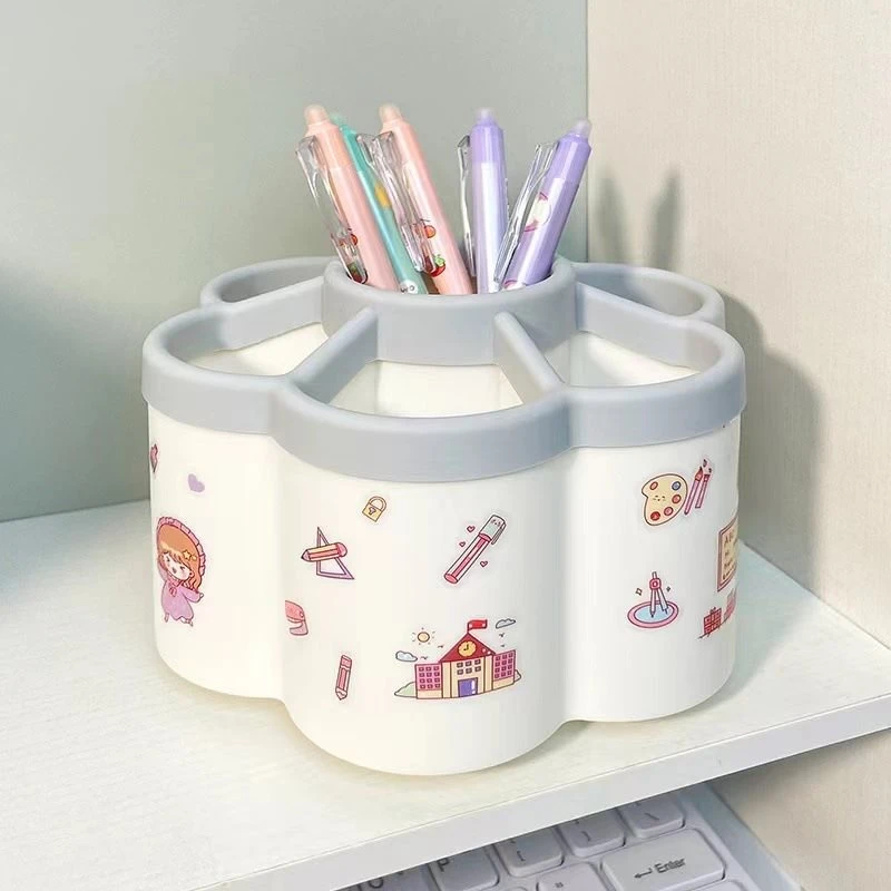 旋转笔筒多功能大容量桌面加厚文具收纳盒学生笔筒创意可爱卡通