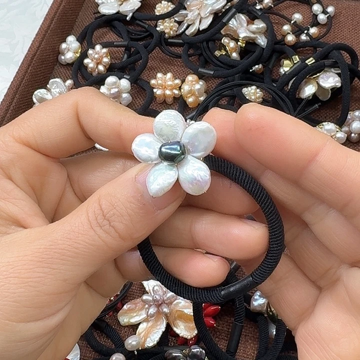 淡水珍珠发饰银S925镶嵌