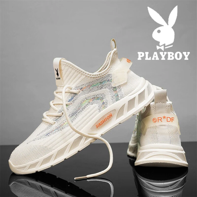 花花公子鞋子男鞋2025新款夏季透气飞织网面鞋休闲男士厚底运动鞋