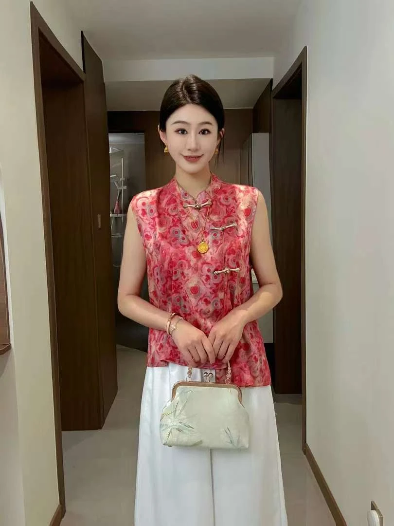 新中式休闲风原创设计时尚套装双层提花高质感马甲