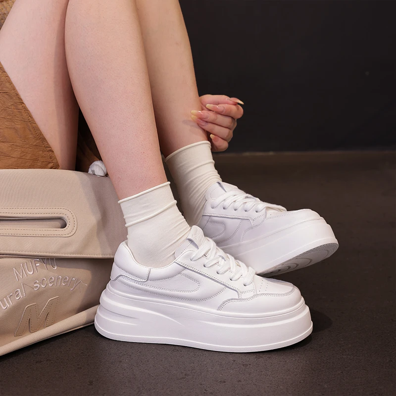 加绒100%头层牛皮厚底软底女鞋2025秋冬有34码  搭配裙子的小白鞋