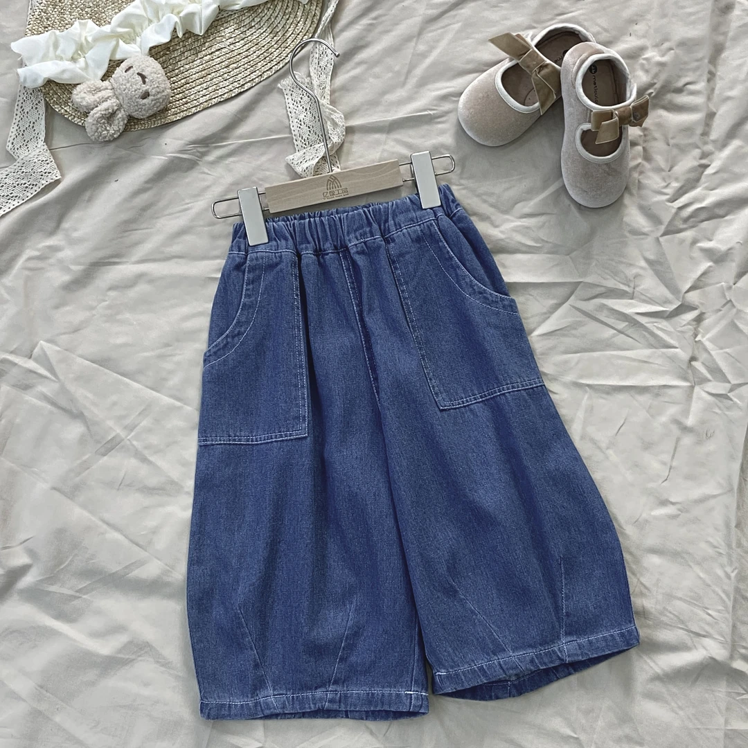 夏款新款女童纯棉牛仔短裤宽松儿童时尚夏装中长裤休闲韩版裤子