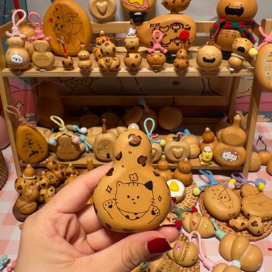 木夹扁葫芦 双面烙画