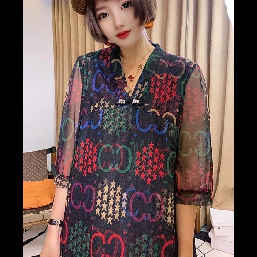 《众星捧月》 111 时尚气质夏季宽松中长款女士连衣裙