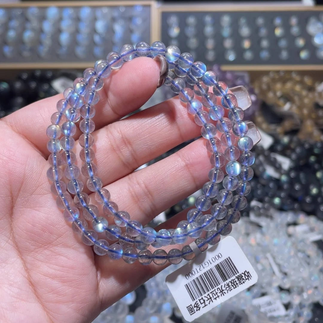手链未镶嵌长石玻璃体灰月光手链多圈5mm