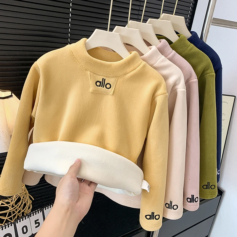 冬款加绒打底儿童卫衣半高领加厚保暖打底