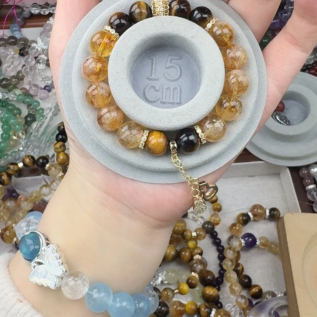 烟晶手链银S925镶嵌好