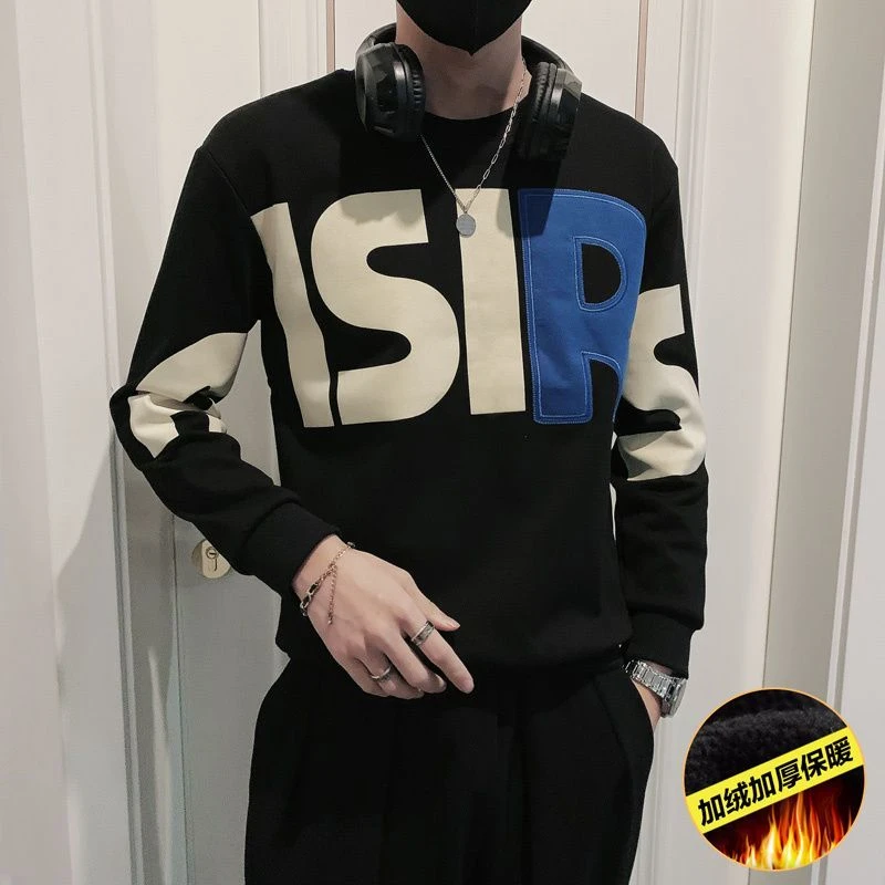 卫衣外套男秋冬季新款潮牌痞帅长袖T恤2022ins潮流内搭加绒上衣服