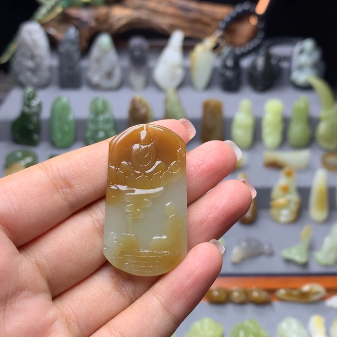 和田玉未镶嵌挂件金****涛