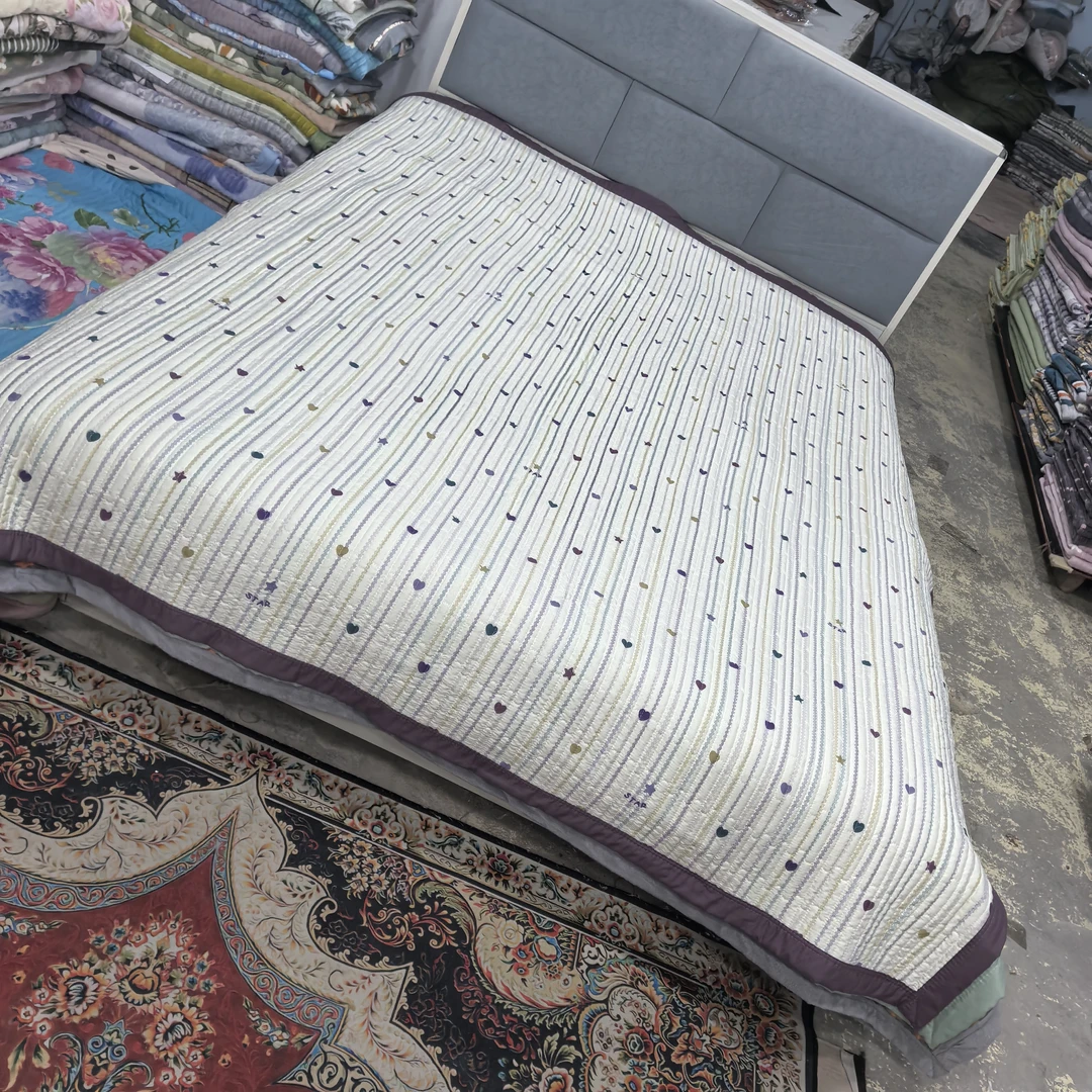 四季宽边床盖（紫色心相印）2米✕2.3米