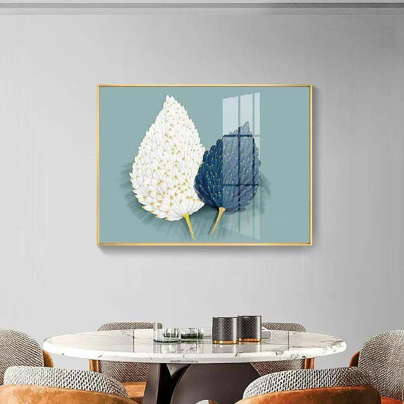 【云尚】叶子羽毛高端轻奢风装饰画餐厅挂画晶瓷装饰画4060