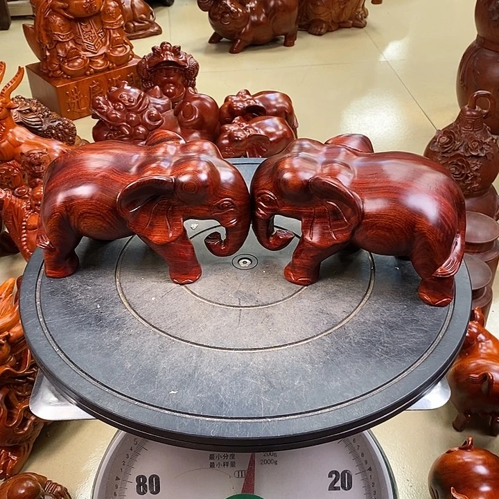 缅甸花梨木大象20 公分一对