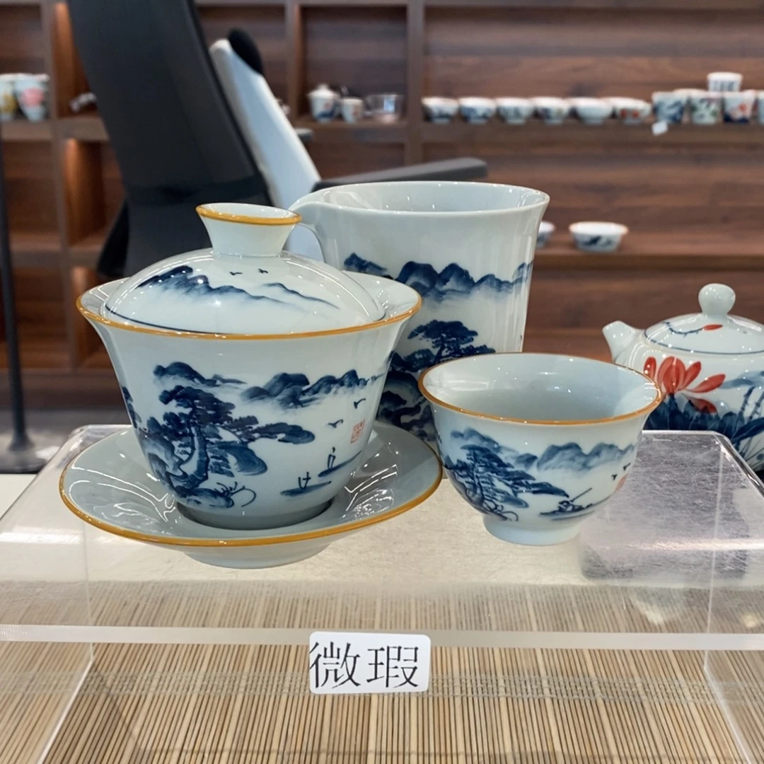 釉下彩老陶泥手工绘制