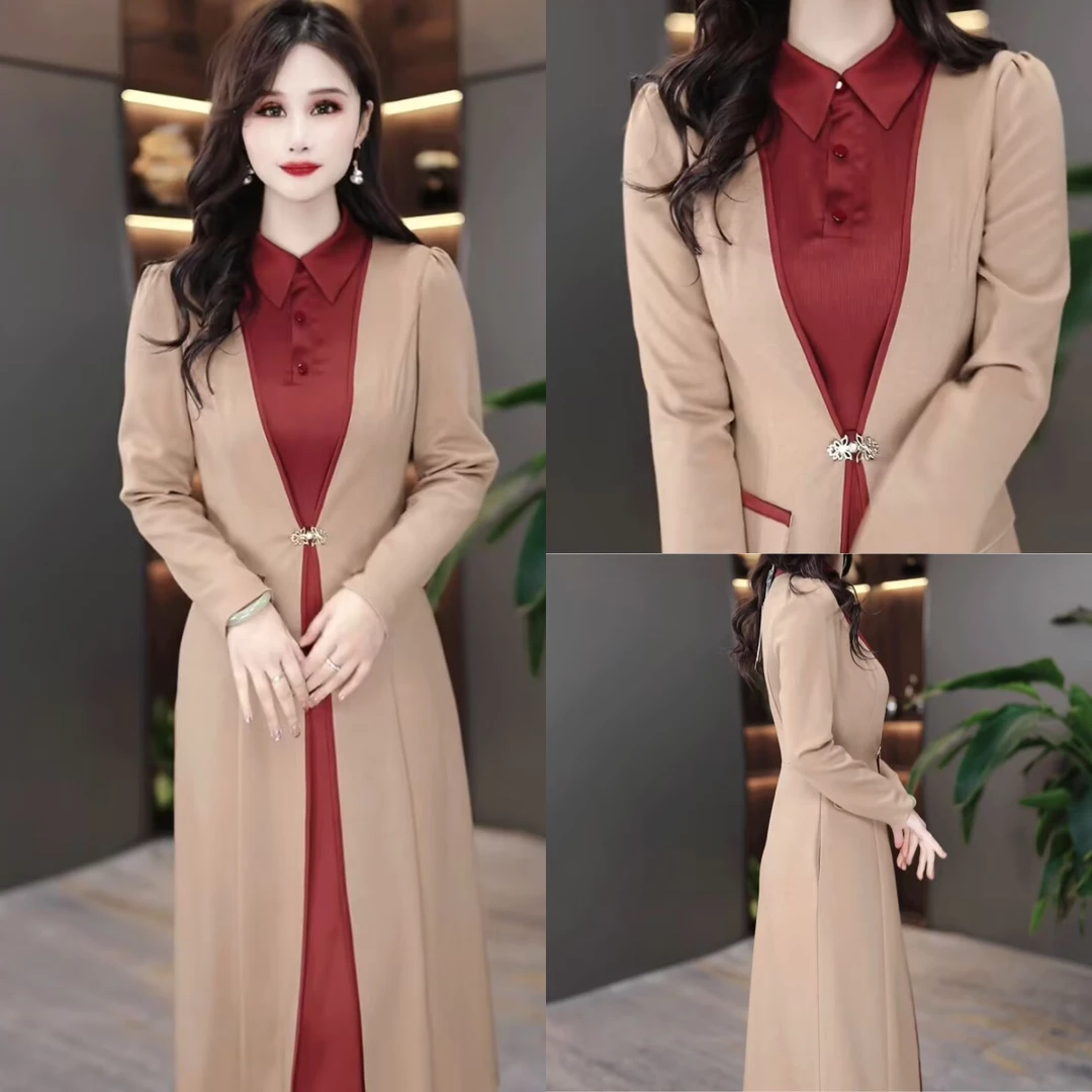 春季连衣裙2025春季新款显瘦修身韩版气质遮肚裙子MY25J071