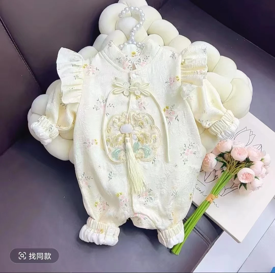 新中式女通用长爬春秋爬服哈衣连体衣宝宝婴儿秋冬女童薄雾少女风
