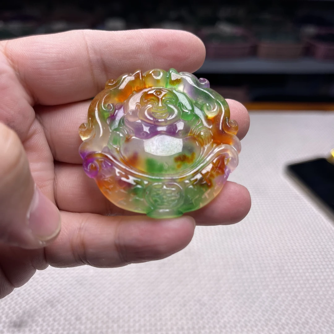 D77 老矿春彩佛公吊坠