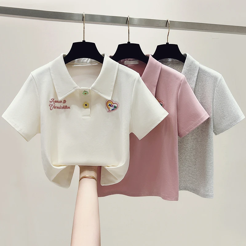 夏季上衣夏装13岁儿童纯棉短袖T恤女大童洋气百搭POLO衫时尚半袖