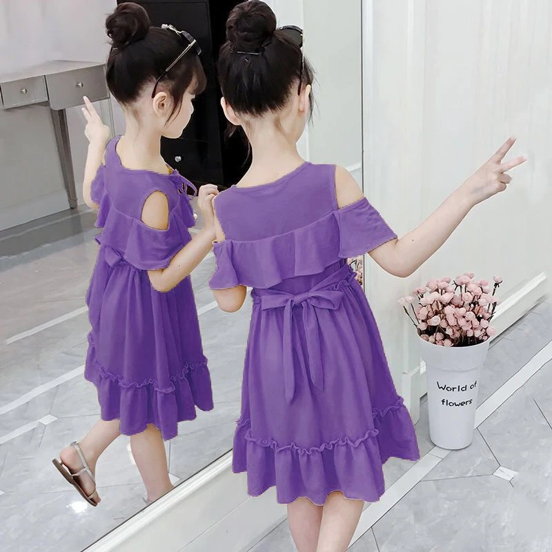 YeeHoO英氏【断码】童装2025夏季新款女童中大童露肩短袖连衣裙儿