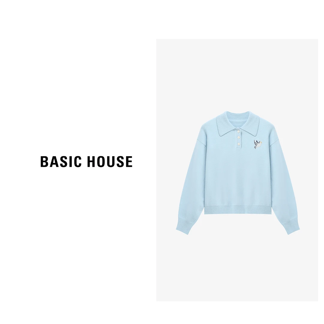 【芋总专属】Basic House/百家好千金清冷感翻领毛衣-B06245I0402