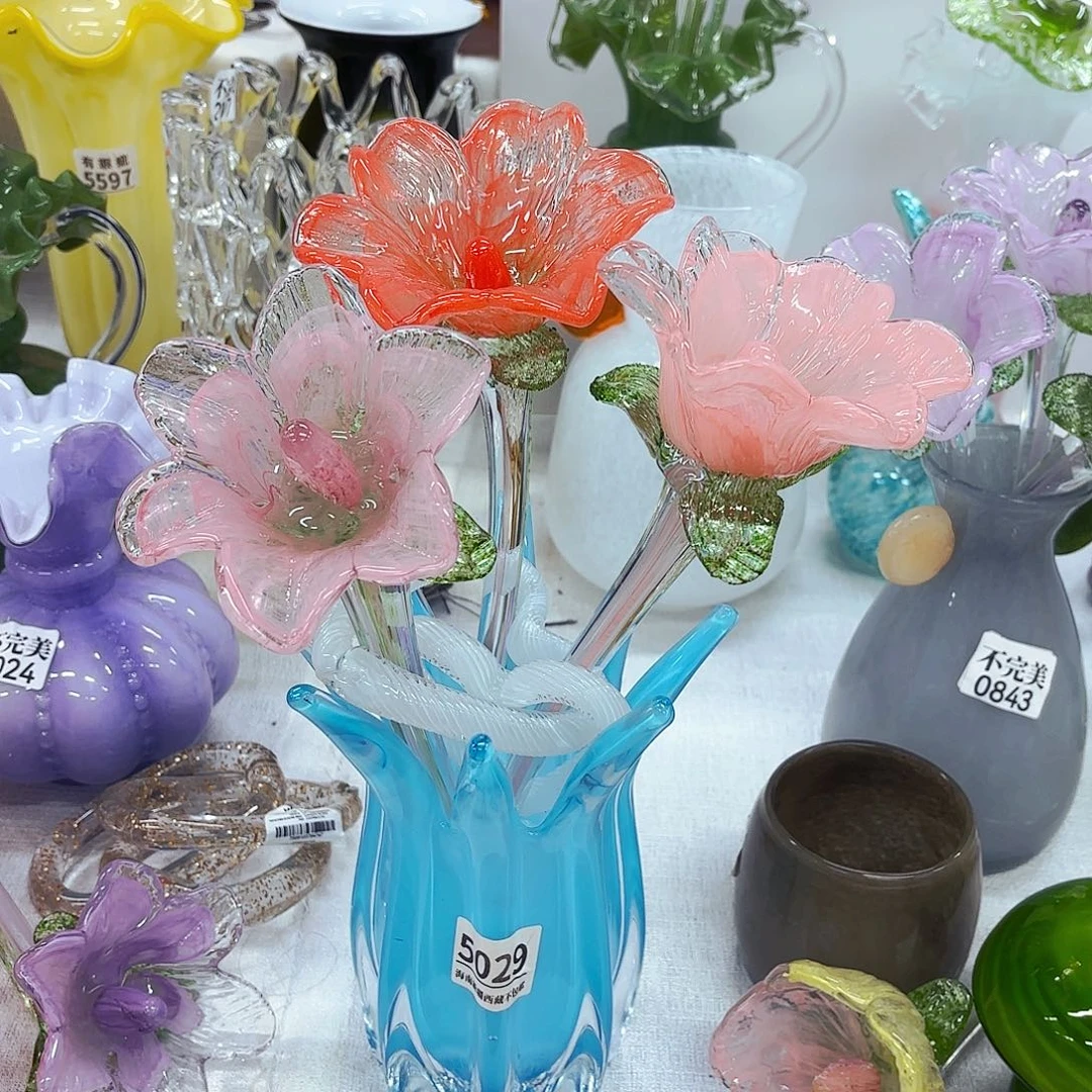 3花1蓝瓶 安妮琉璃花器摆件