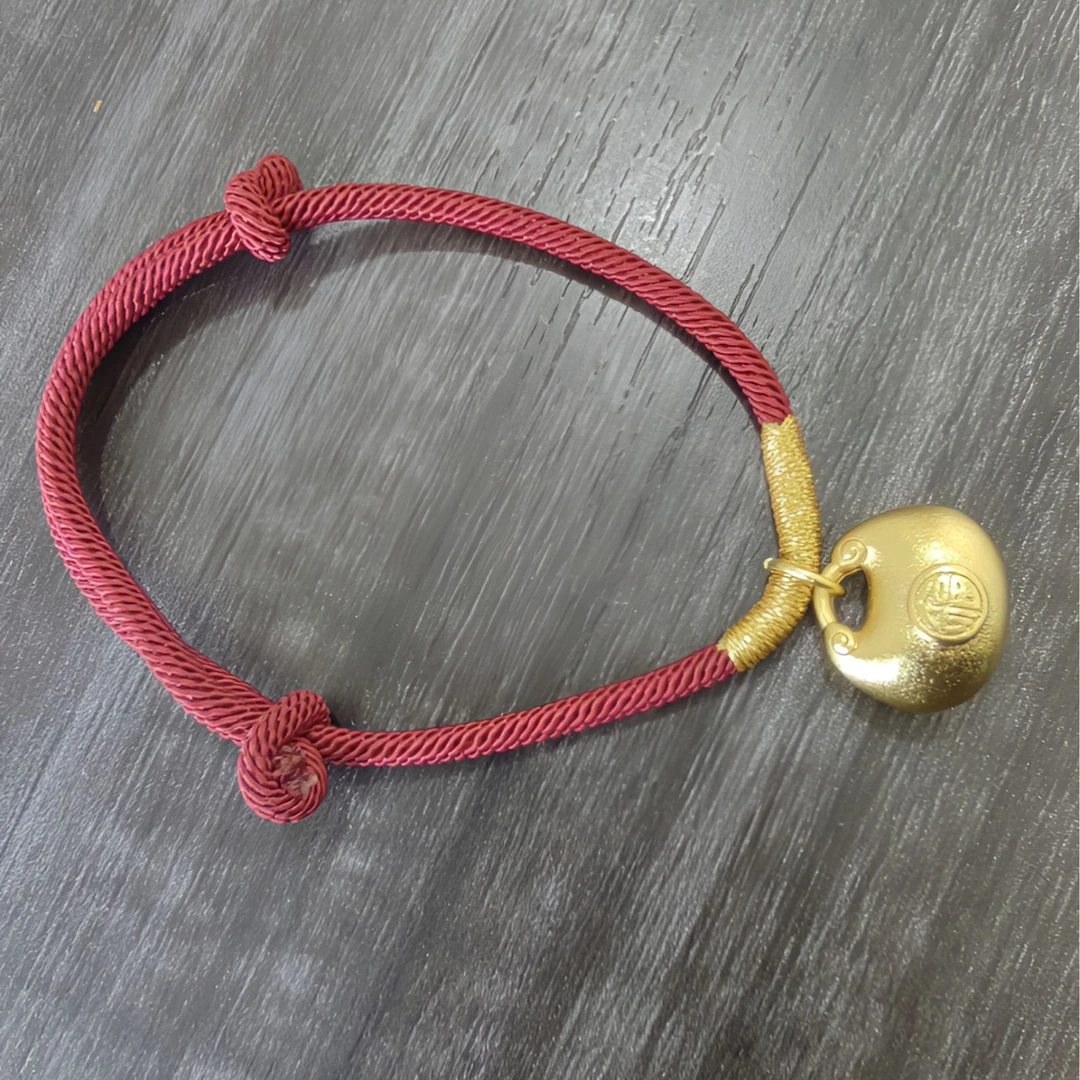 铜合金手链 H16经典抽拉红绳福包手链百搭编织简约