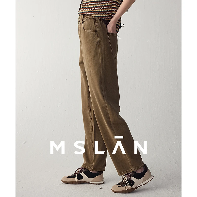 MSLAN【商场同款】秋季新款休闲通勤等直筒牛仔长裤MGAK076