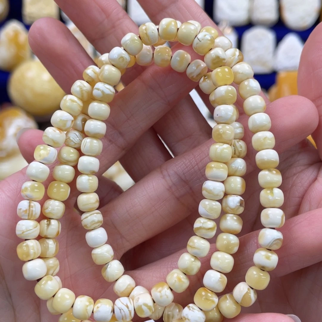 蜜蜡裸石未镶嵌琥珀蜜蜡108卡6mm