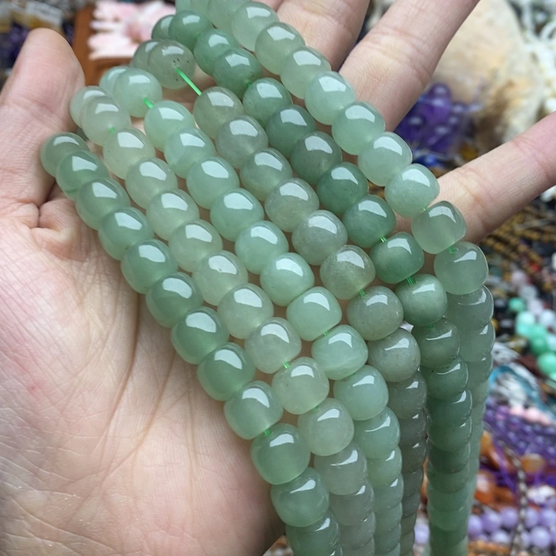 玛瑙/玉髓未镶嵌珠宝半成品一条天然10mm绿东岭玉老型