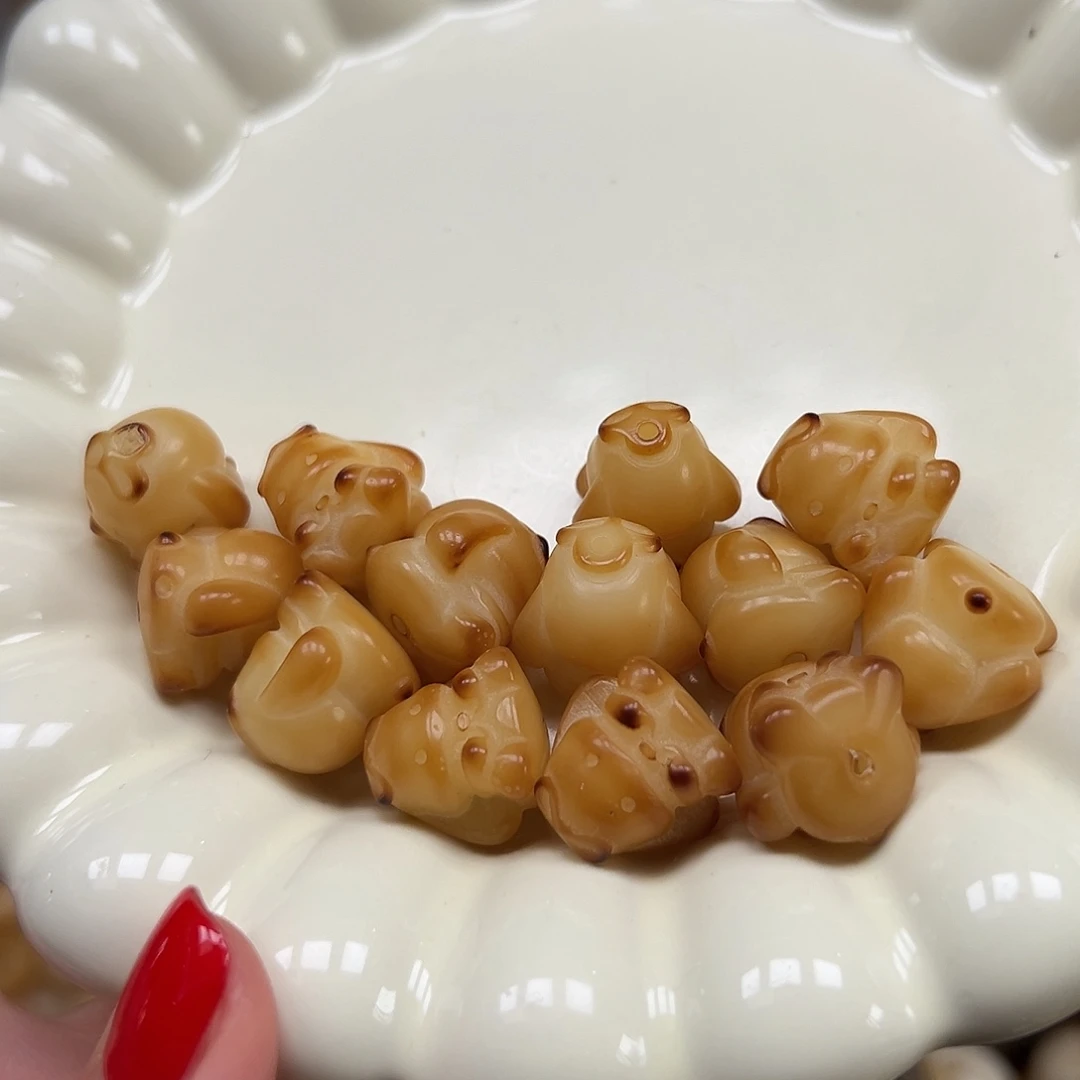 红***霞菩提根/象牙果手串瑕疵帕丁狗13颗有裂