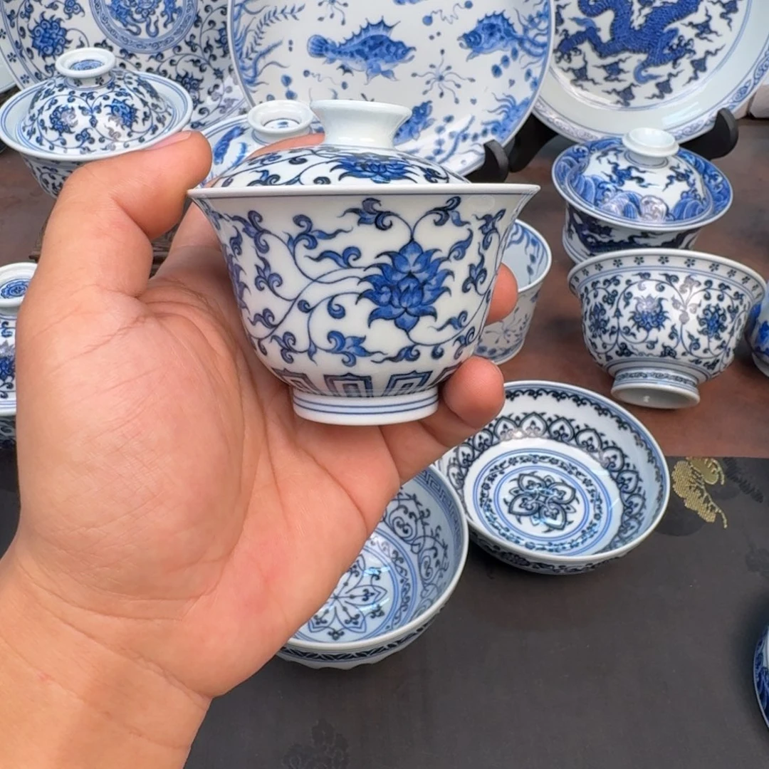 蓦***！摆件微瑕缠枝莲手绘