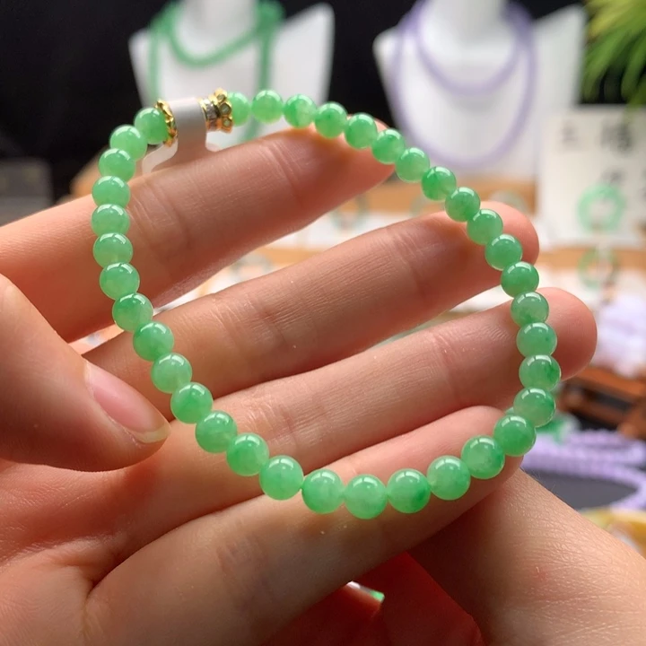 翡翠未镶嵌手链天然缅甸A货翡翠卡5mm