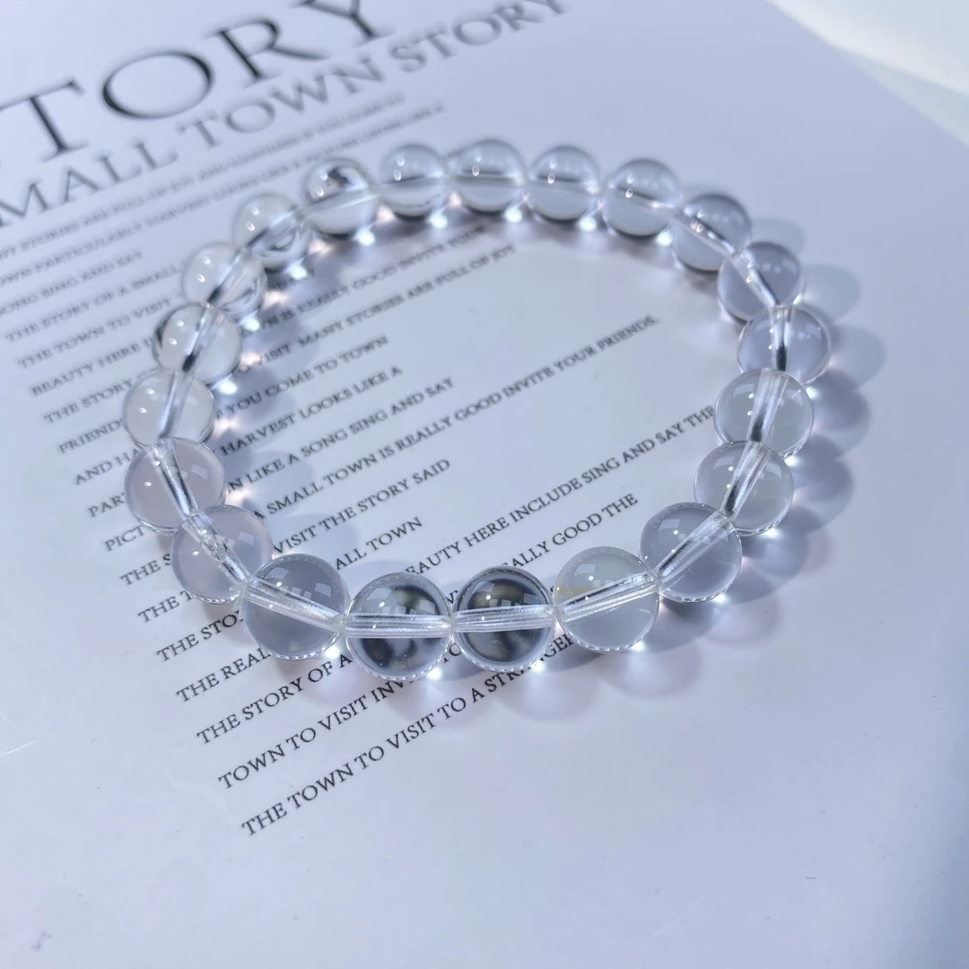 天花板天然纯净双A白水晶单圈手串