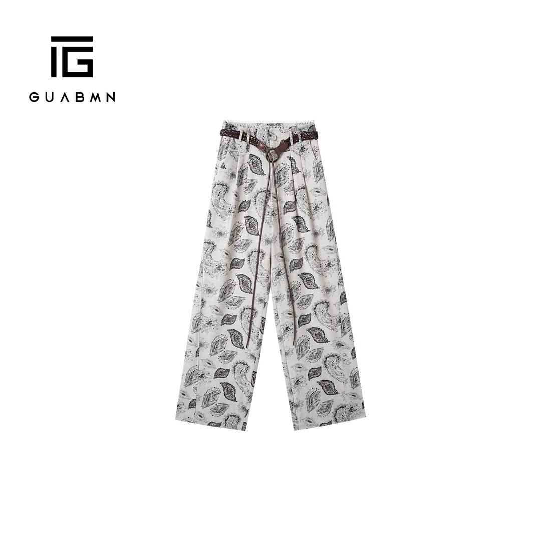 GUABMN2025夏季编织腰带复古百搭阔腿休闲裤初夏穿搭5032-40