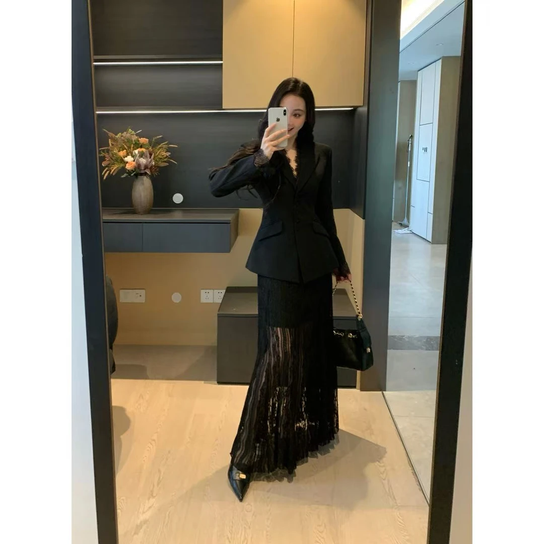 XINYI【雨中巴黎】秋季蕾丝边西装+半裙X625T12511/X625A09145-2