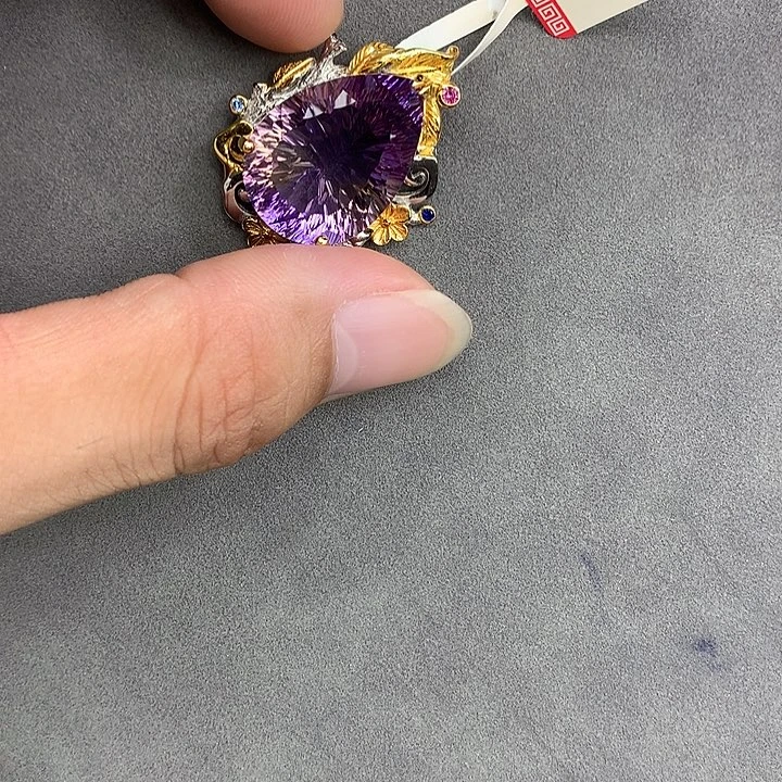 吊坠(不含链)银S925镀金镶嵌水晶
