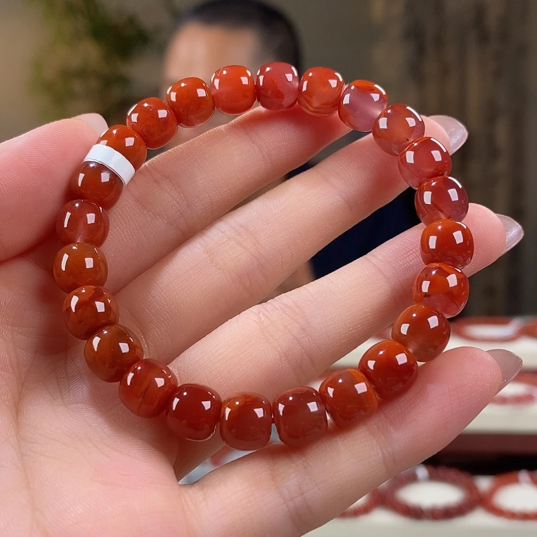 南红玛瑙未镶嵌手串原矿8mm老型玫瑰花瓦西