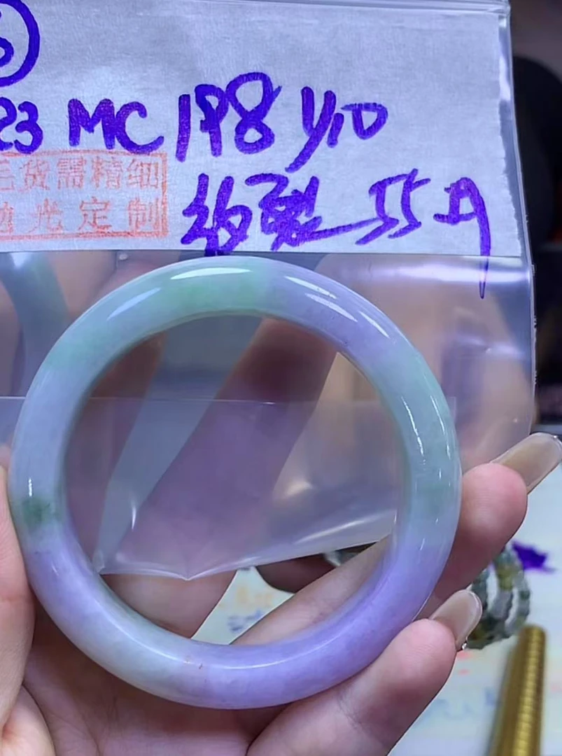 定制翡翠未镶嵌毛货需精细抛光6手镯纹裂55+198元+拍一发一