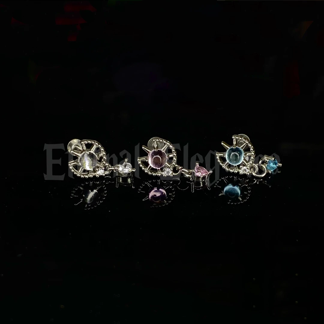 钛钢耳饰 Eternal星星吊坠镶钻锆石唇钉耳骨钉外螺旋钛钢穿刺饰品