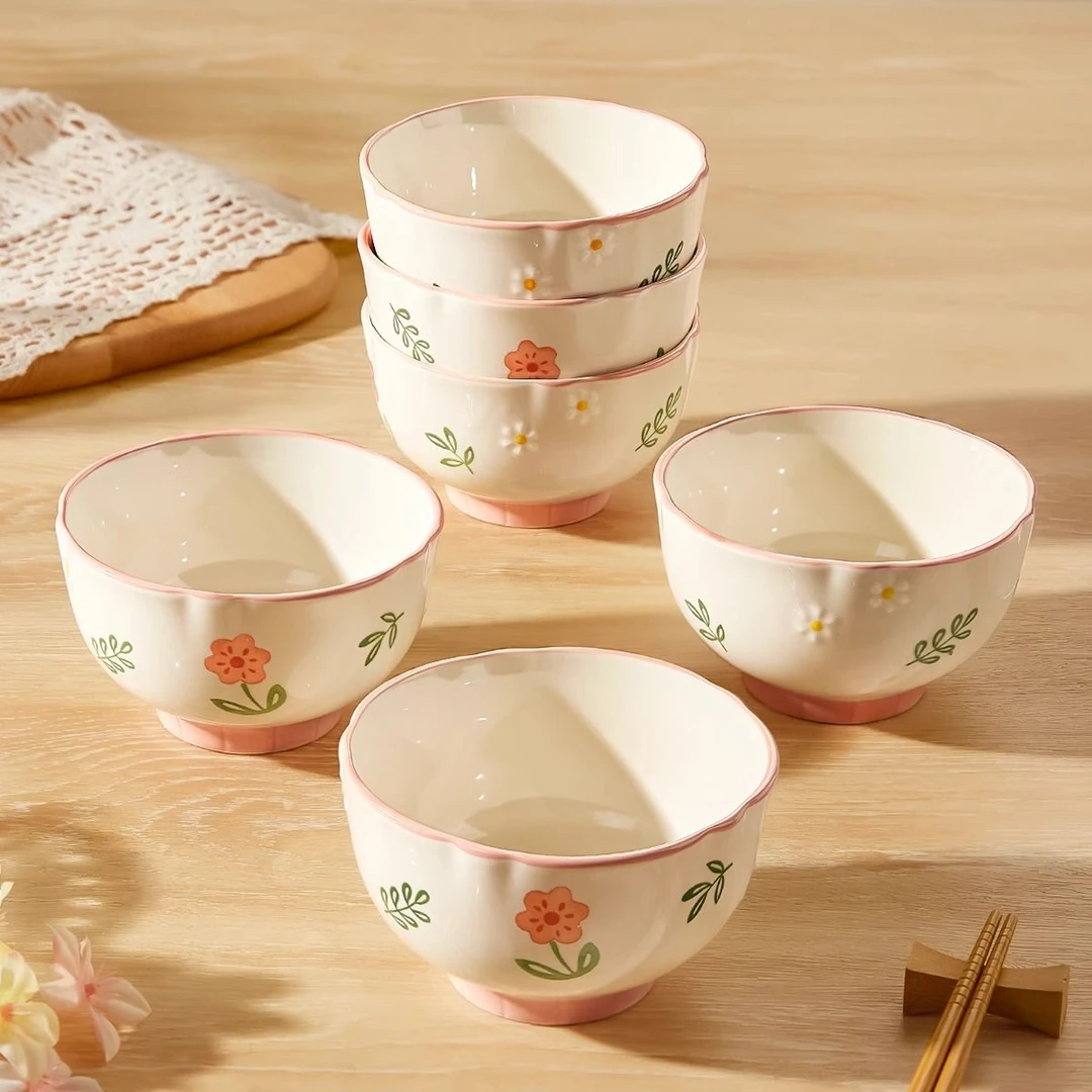 清新陶瓷米饭碗餐具家用2025新款高颜值吃饭碗好看的个人专用小碗