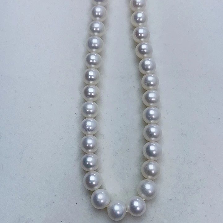 淡水珍珠颈饰银S925镶嵌7-8无核冷白正圆极强光