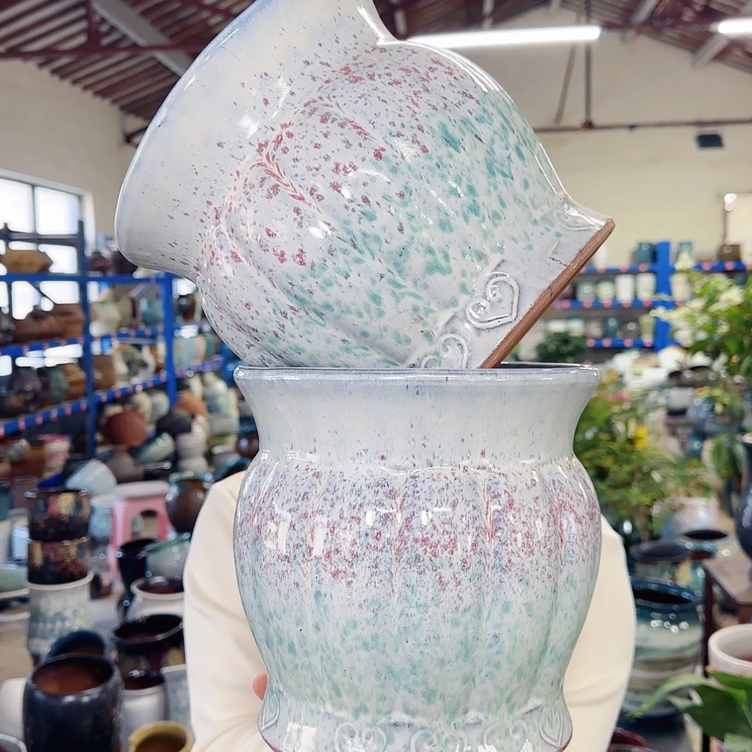 紫砂花盆高20口20