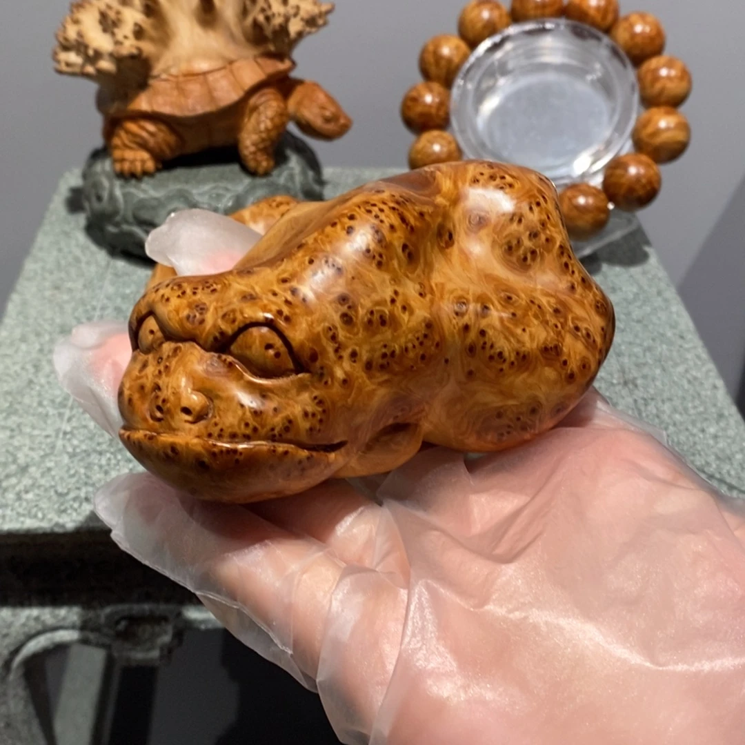 烬***森柏木（崖柏）丑蟾手把件