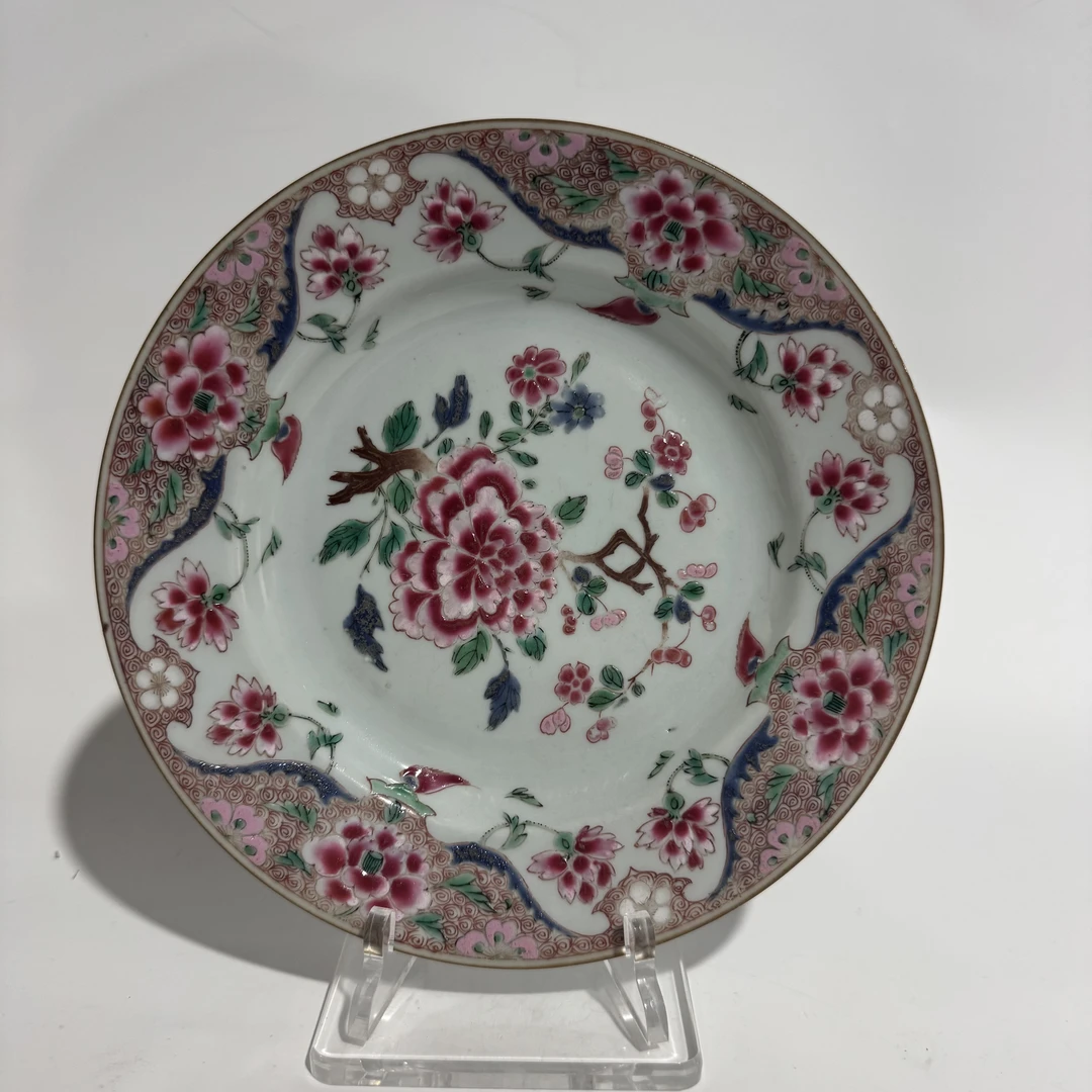 C-A0831018 清雍正 粉彩花卉赏盘  直径22.5