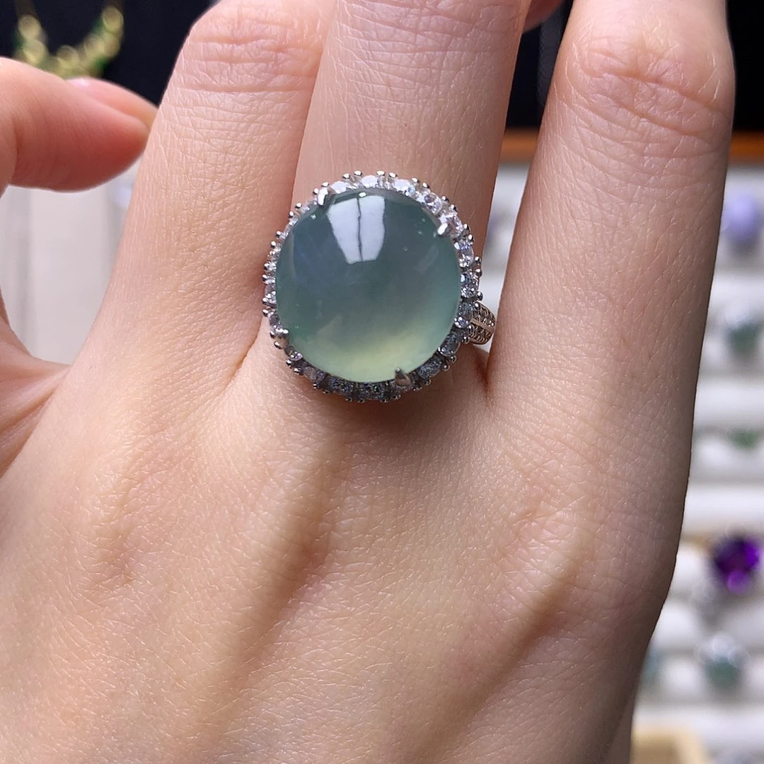 崇***艳翡翠银S925镶嵌戒指12